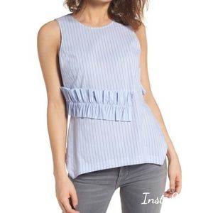 Trouve Blue Zoe Stripe Blouse Blue & White Stripe